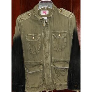 CURRENT ELLIOTT ARMY GREEN & BLACK ROOMY UTILITY JACKET SIZE 1 / S / SMALL